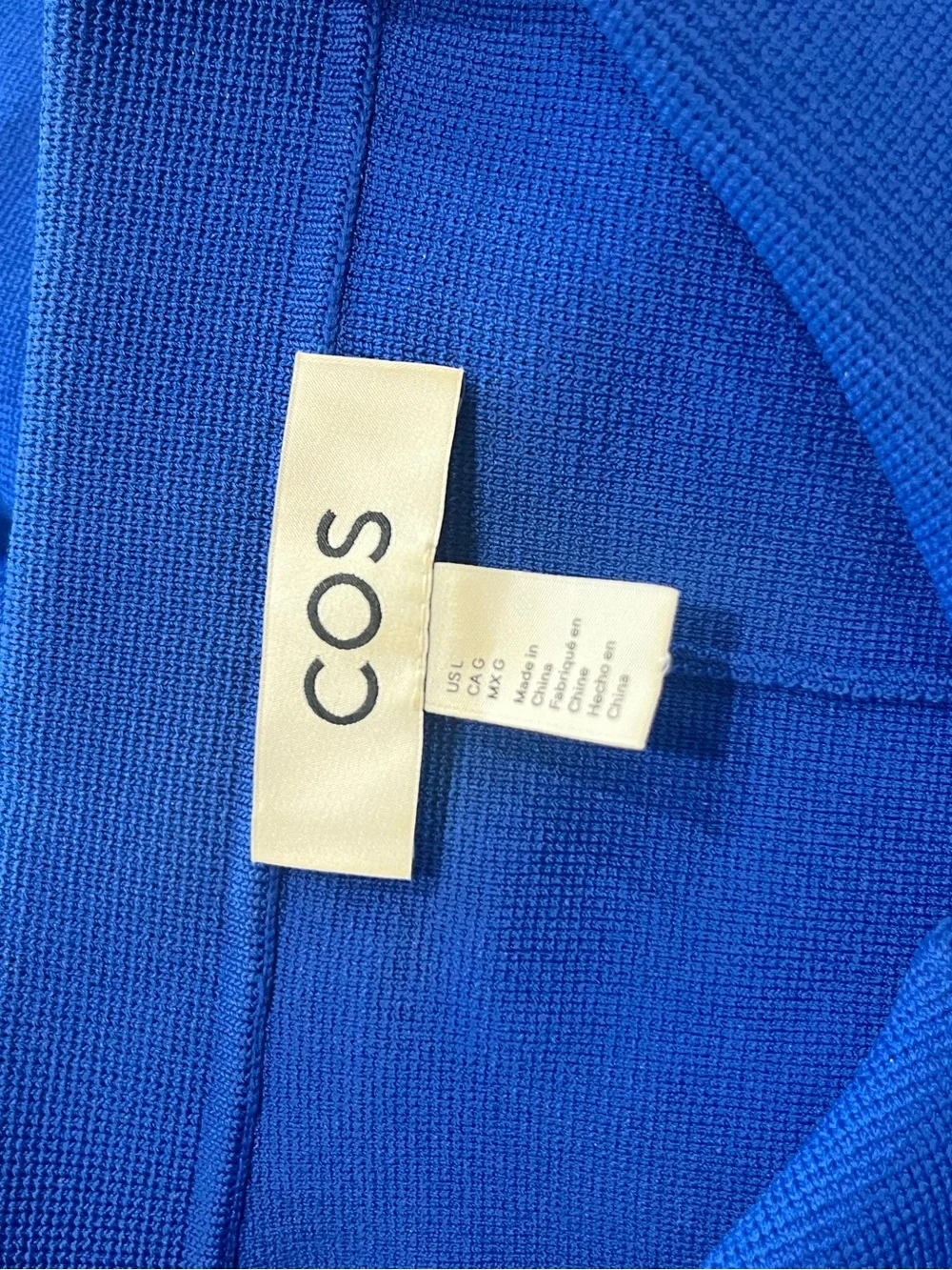 COS Classic Knit Bomber Jacket Blue Large Minimalist Quiet Luxury